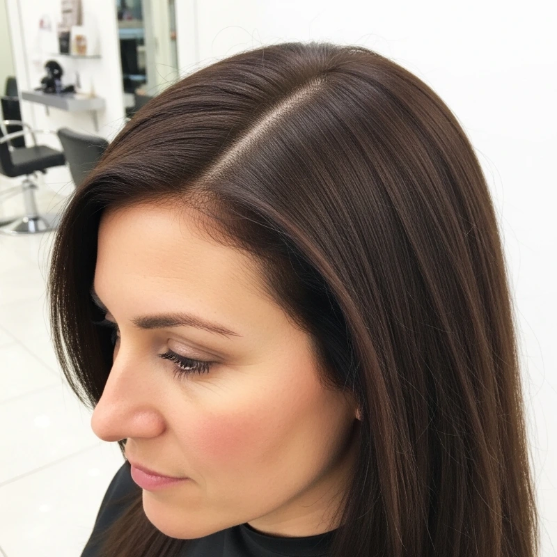 Woman in salon with Global root colour